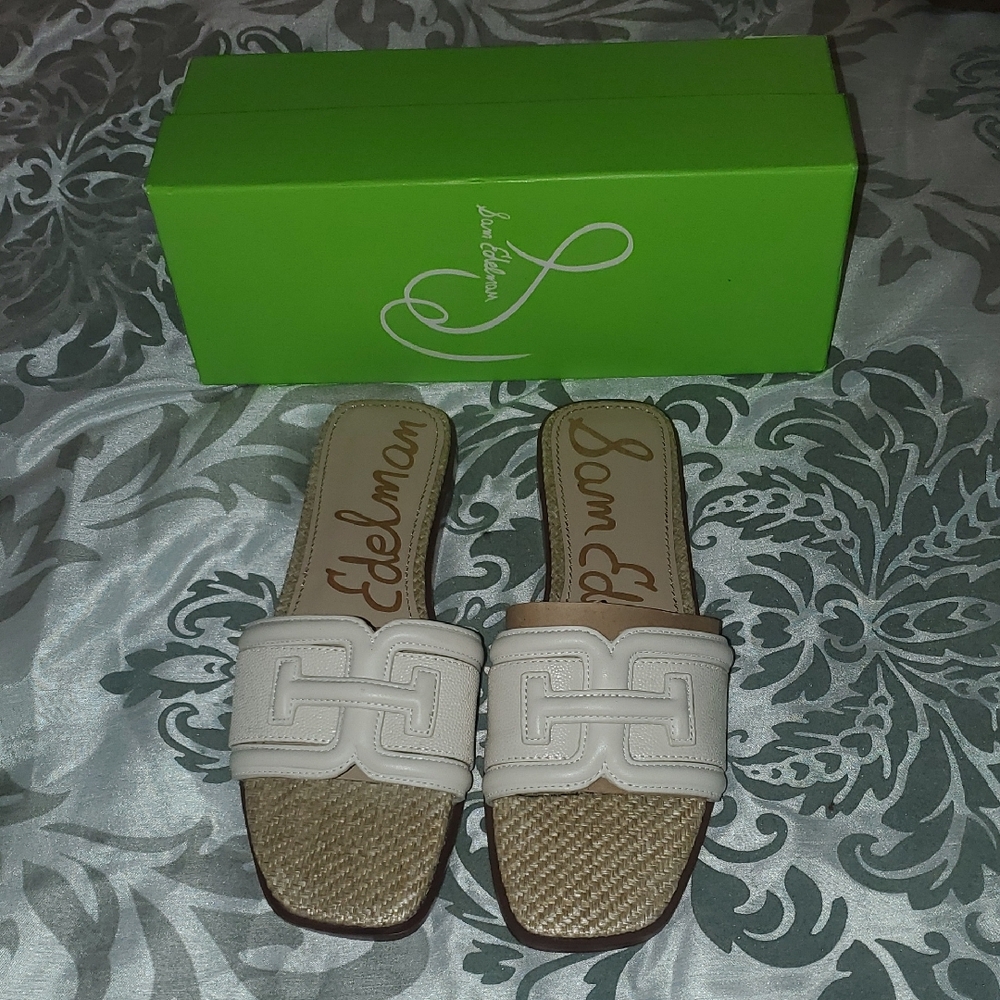Sam Edelman Women's White and Tan Mules